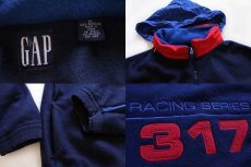 画像3: 90s GAPギャップ RACING SERIES 317 プルオーバー フリース 紺 XL (3)