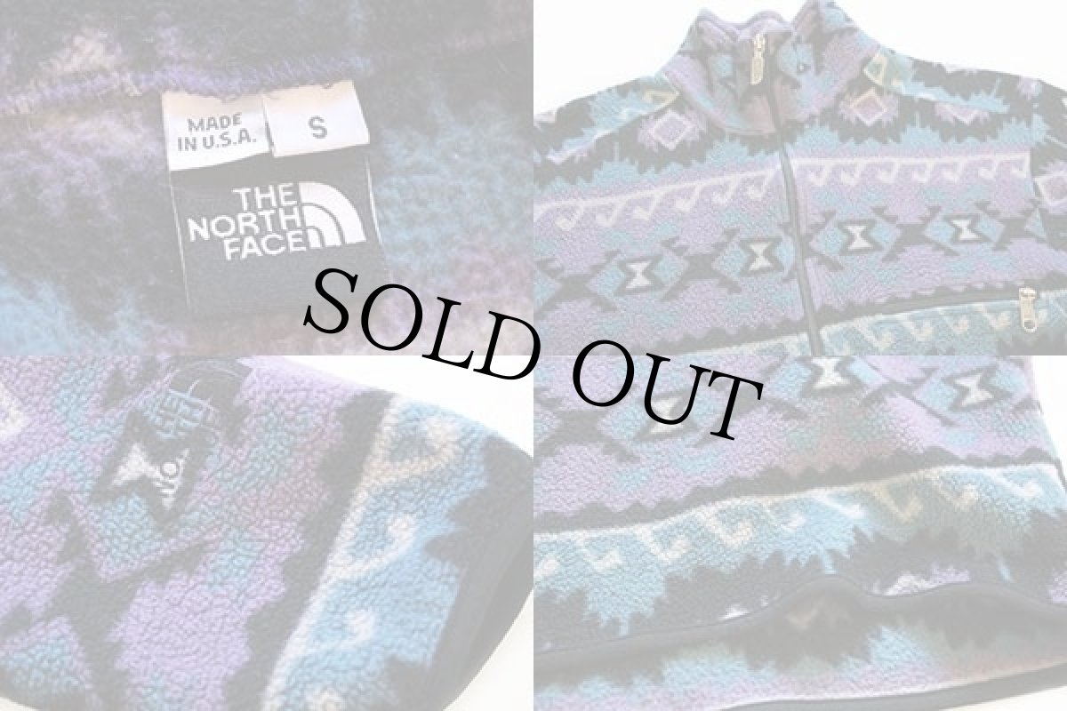 画像3: 90s USA製 THE NORTH FACEノースフェイス ネイティブ柄 総柄 プルオーバー フリース S (3)