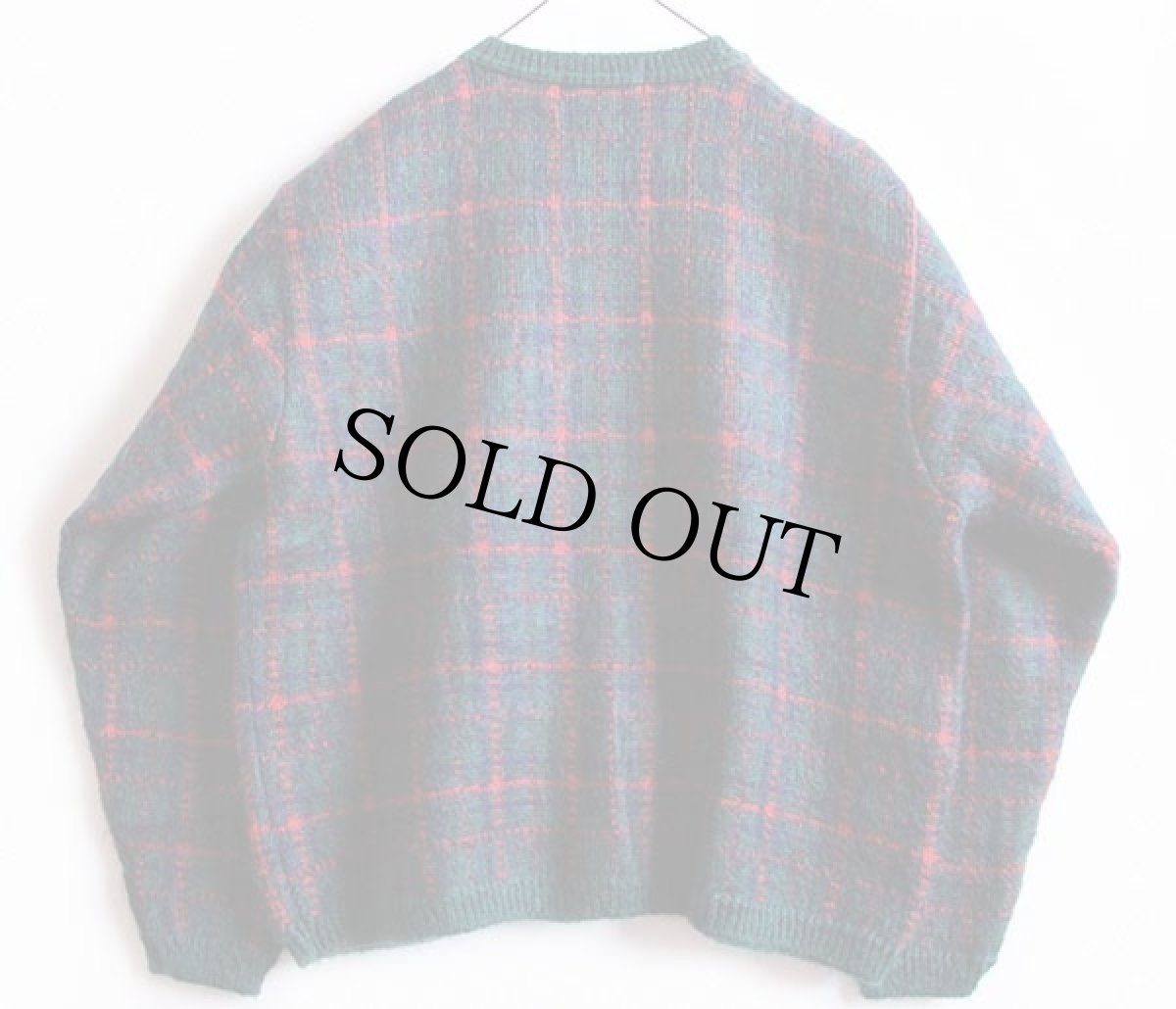 画像2: 90s 英国製 Edinburgh タータンチェック モヘヤ ニット カーディガン L (2)