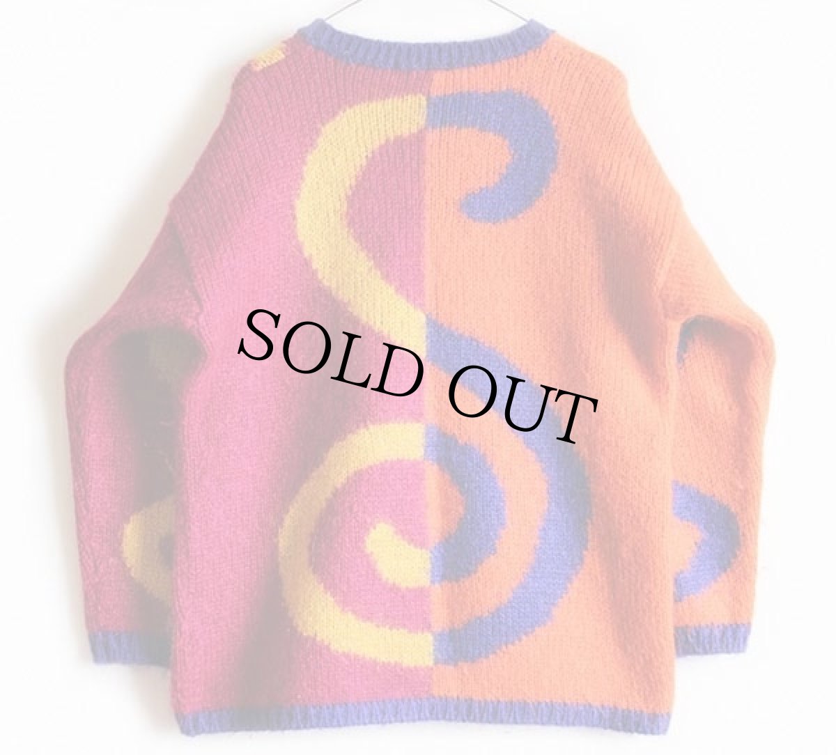 画像2: 90s THE LIMITED 渦巻き柄 クレイジー 切り替え モヘヤ ニット セーター (2)