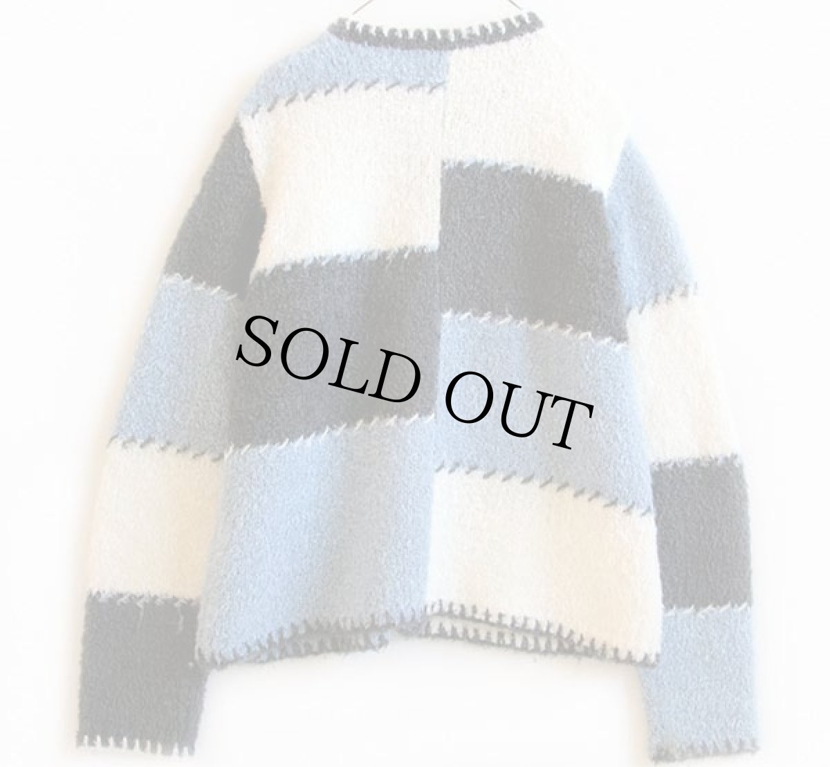 画像2: Christopher&Banks マルチカラー パッチワーク モヘヤ ニット カーディガン S (2)
