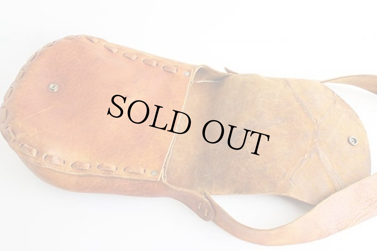 画像4: 70s レザー ショルダーバッグ 茶 (4)