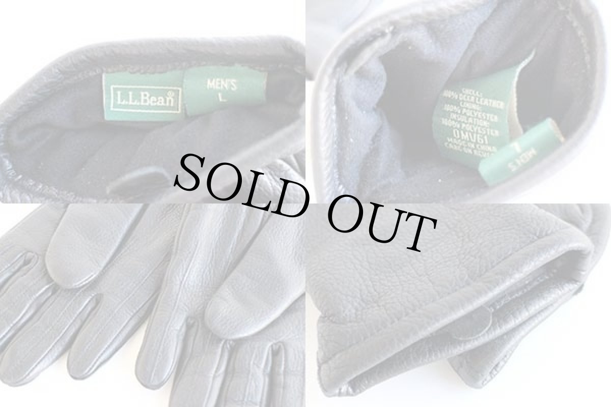 画像4: L.L.Bean 中綿入り ディアスキン レザーグローブ 黒 L★手袋 (4)