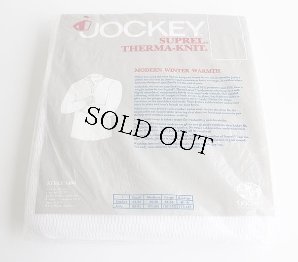 画像2: デッドストック★80s USA製 JOCKEY サーマルシャツ 白 L 42-44 (2)