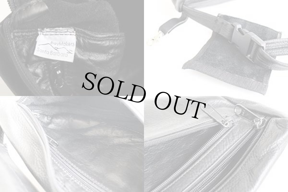 画像4: 90s USA製 DayMakers Santa Barbara ハンドクラフト オールレザー ウエストバッグ 黒 (4)