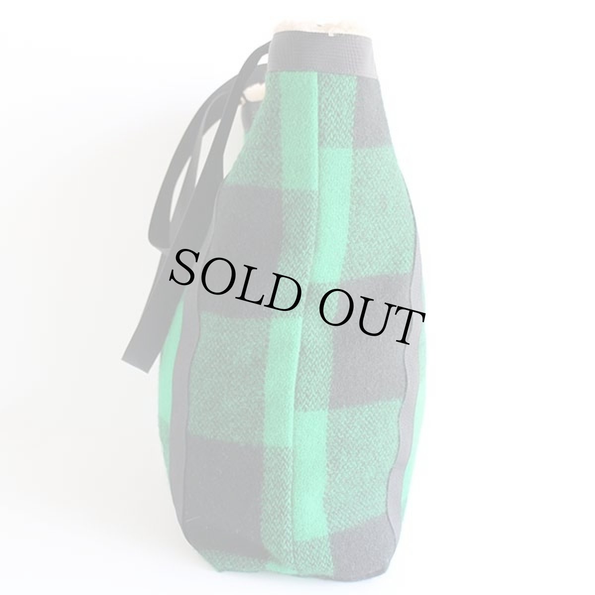 画像3: USA製 BEMIDJIベミジ バッファローチェック リバーシブル ウール×ボア トートバッグ 緑×黒 (3)