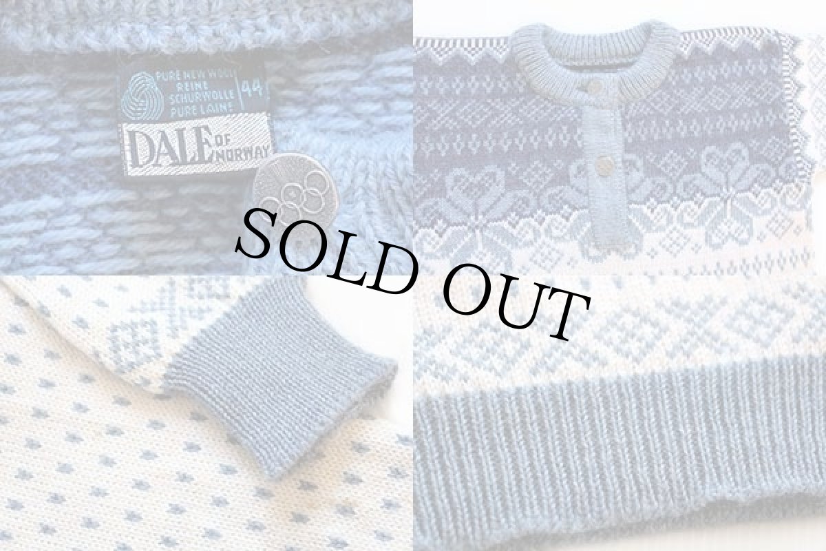 画像3: 80s ノルウェー製 DALE OF NORWAY ノルディック柄 ヘンリーネック ウールニット セーター 44 (3)