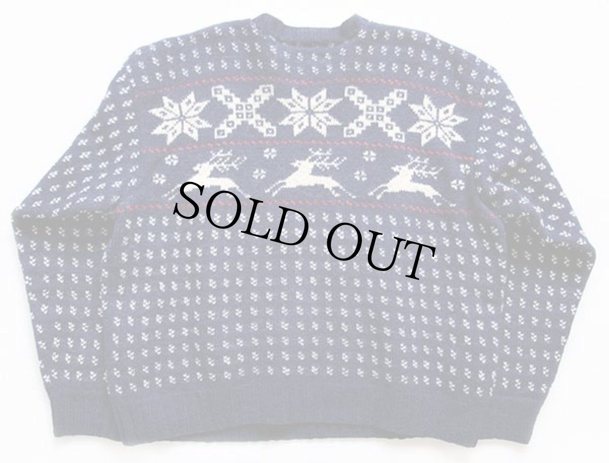 画像2: 60s ノルウェー製 HUSFLIDEN 鹿柄 ノルディック柄 ノルウェージャン ウール ハンドニット セーター (2)