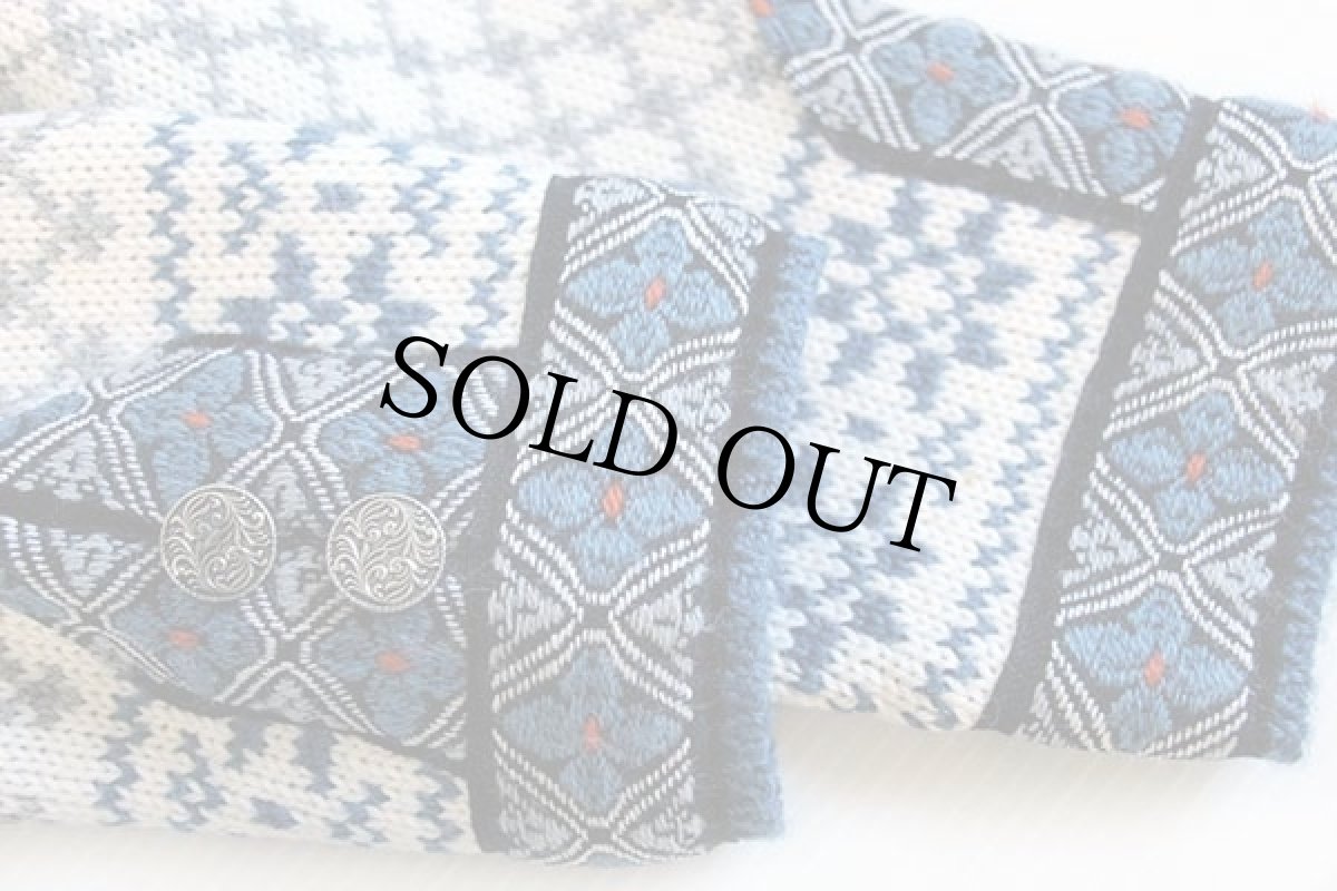 画像5: 80s ノルウェー製 DALE OF NORWAY ノルディック柄 チロリアンテープ ウールニット カーディガン M 50 (5)