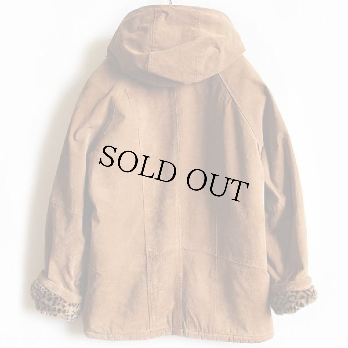 画像2: BASIC EDITIONS レオパード柄 フェイクファーライナー スエードレザーパーカー M (2)