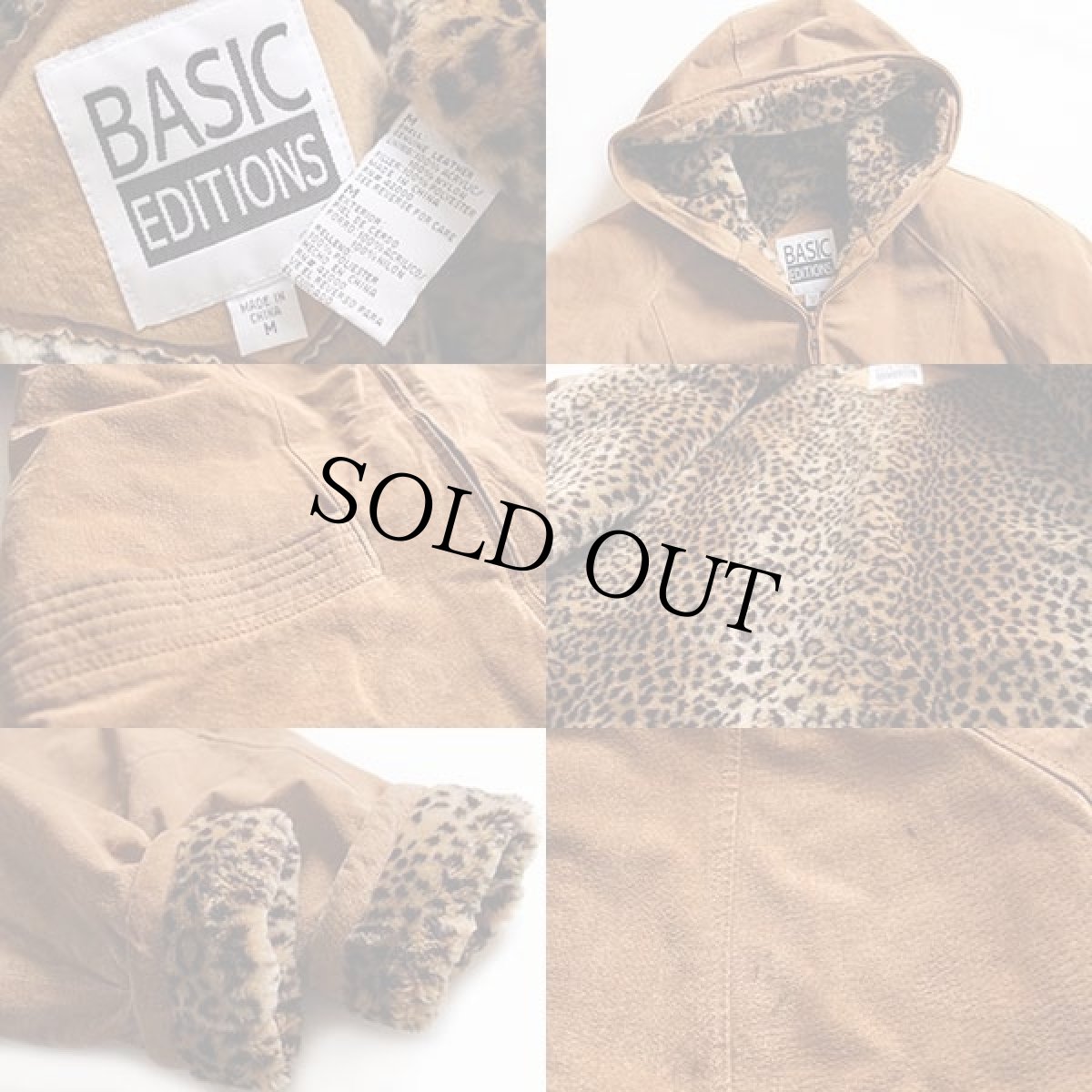 画像3: BASIC EDITIONS レオパード柄 フェイクファーライナー スエードレザーパーカー M (3)