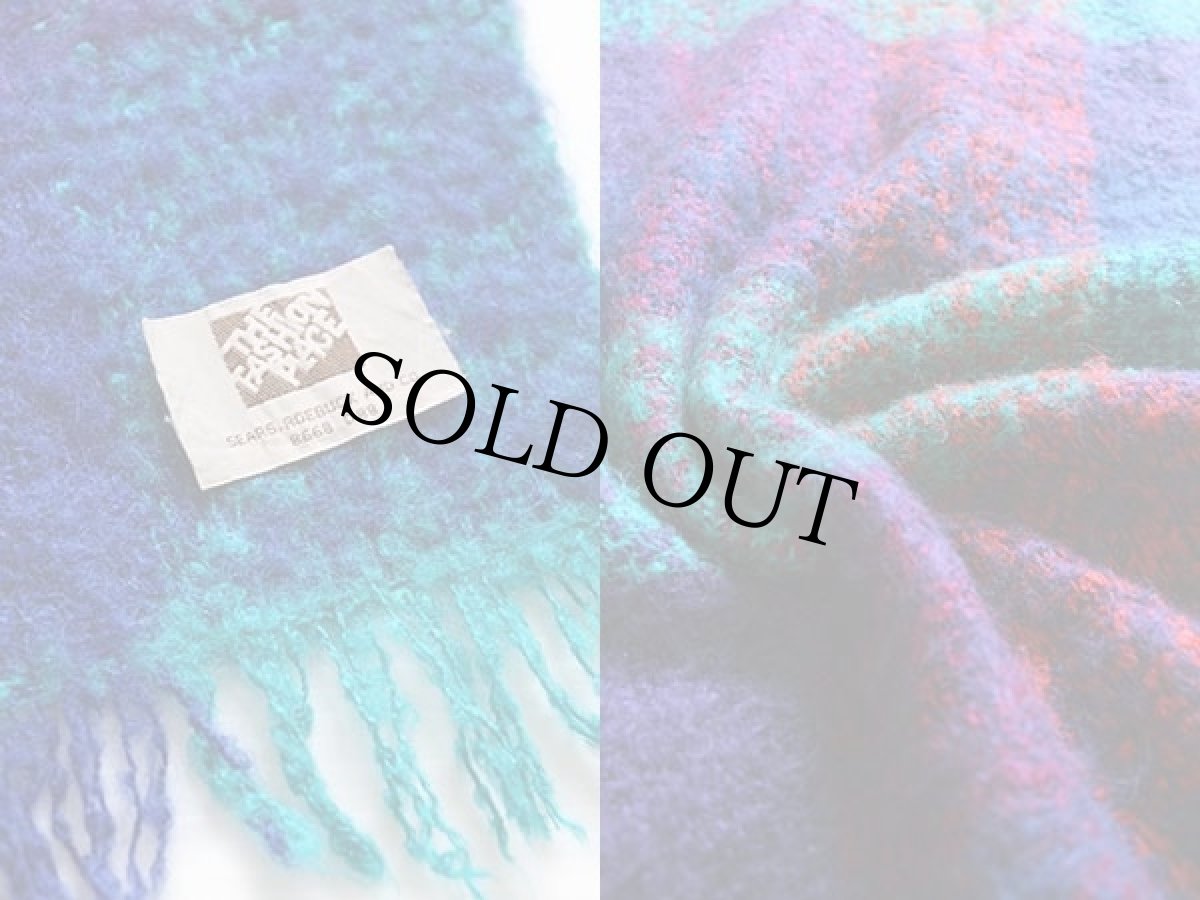 画像3: 70s SEARS THE FASHION PLACE チェック モヘヤ パイル ストール (3)