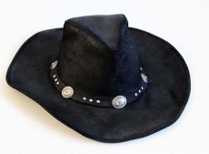 画像1: MINNETONKAミネトンカ SILVERTON HAT コンチョ&スタッズ付き スエードレザー カウボーイハット 黒 L★ウエスタン (1)