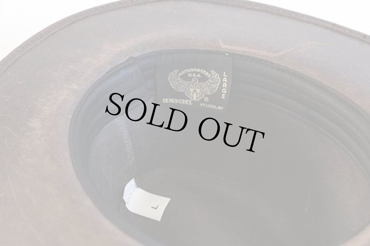 画像3: USA製 HENSCHEL ヘンシェル コンチョ付き レザー カウボーイハット 焦げ茶 L★ウエスタン (3)