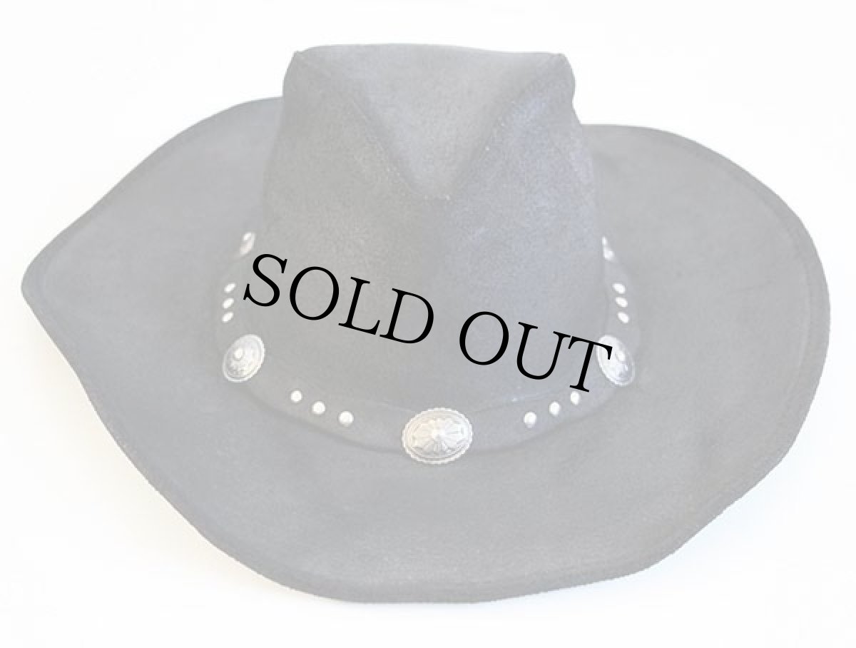 画像2: MINNETONKAミネトンカ SILVERTON HAT コンチョ&スタッズ付き スエードレザー カウボーイハット 黒 L★ウエスタン (2)