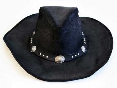 画像2: MINNETONKAミネトンカ SILVERTON HAT コンチョ&スタッズ付き スエードレザー カウボーイハット 黒 L★ウエスタン (2)