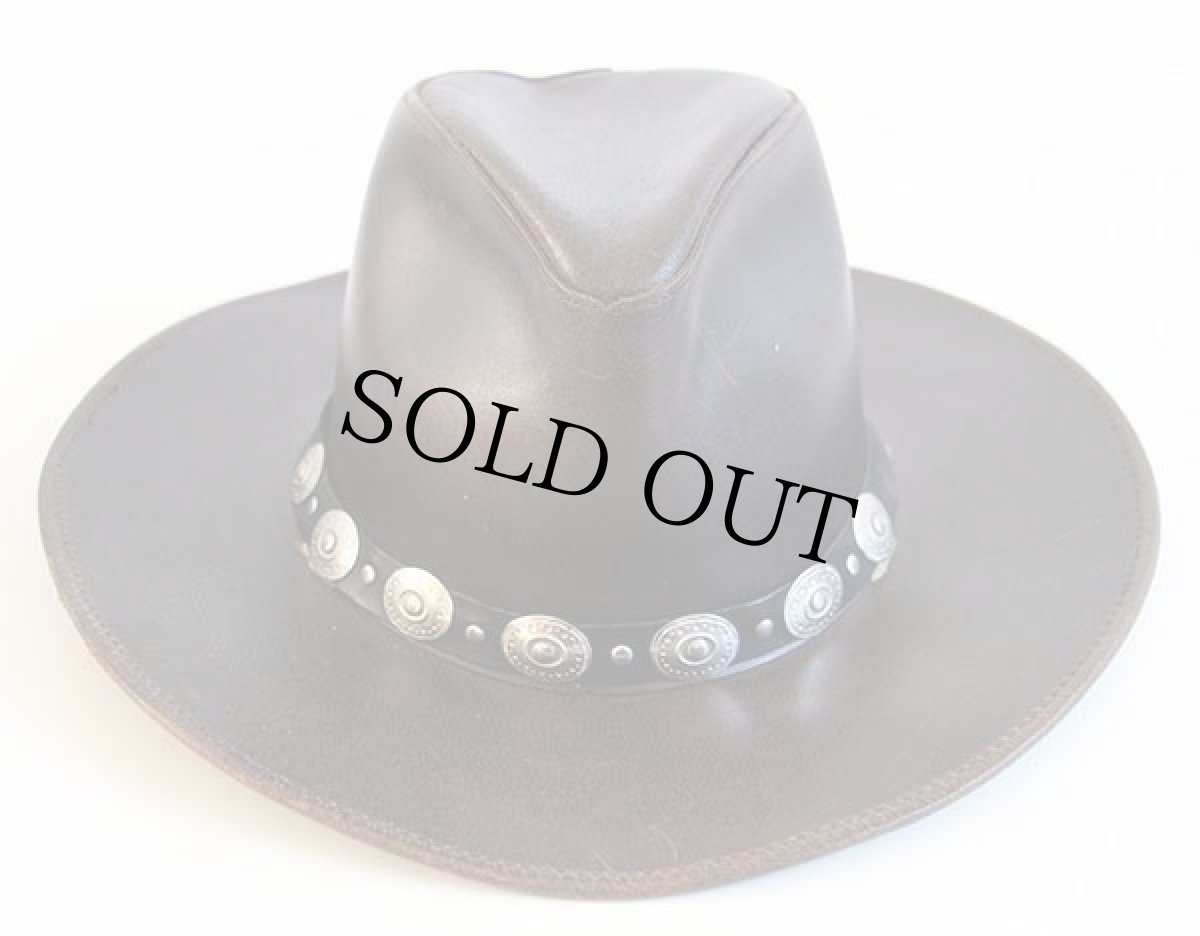 画像2: USA製 HENSCHEL ヘンシェル コンチョ付き レザー カウボーイハット 焦げ茶 L★ウエスタン (2)