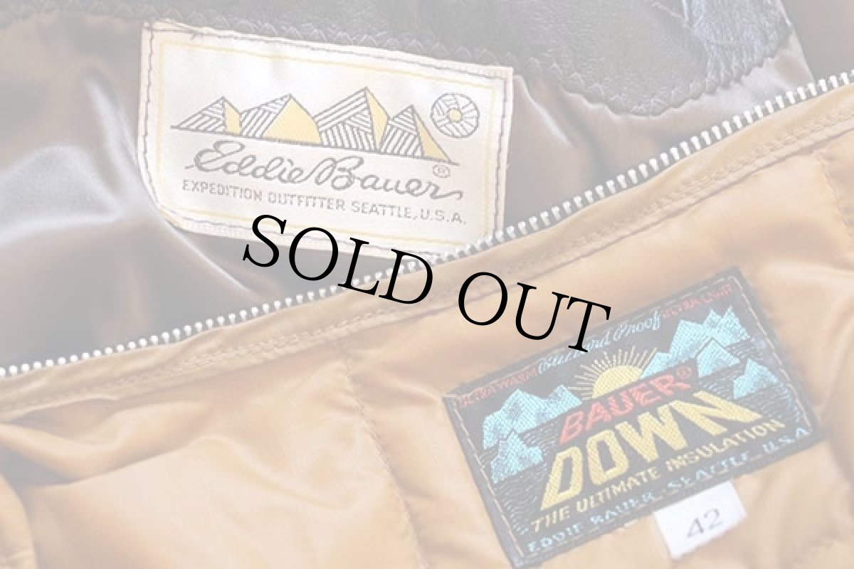 画像4: 70s EddieBauerエディーバウアー BAUER DOWNバウアーダウン ライナー付き ディアスキン レザー ステンカラーコート 焦げ茶 42 (4)