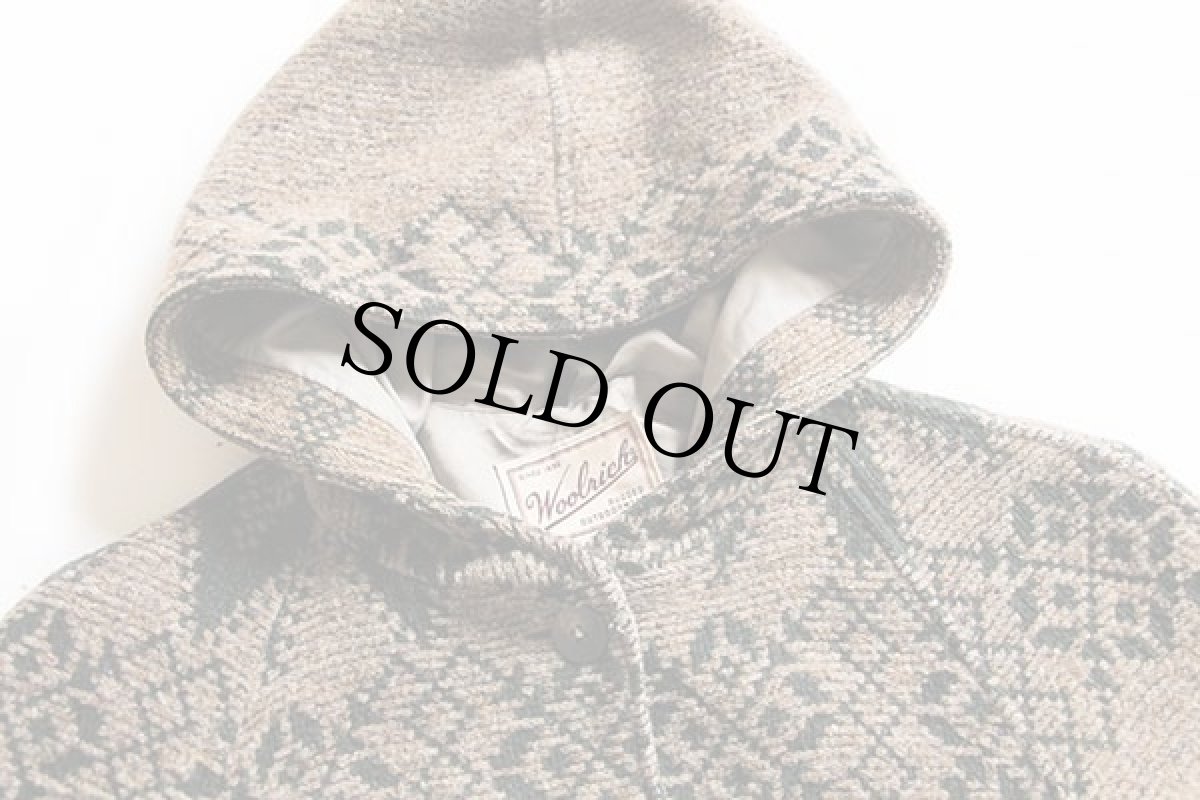 画像3: 90s USA製 Woolrichウールリッチ ノルディック柄 ロング ウール ブランケット コート W-L (3)