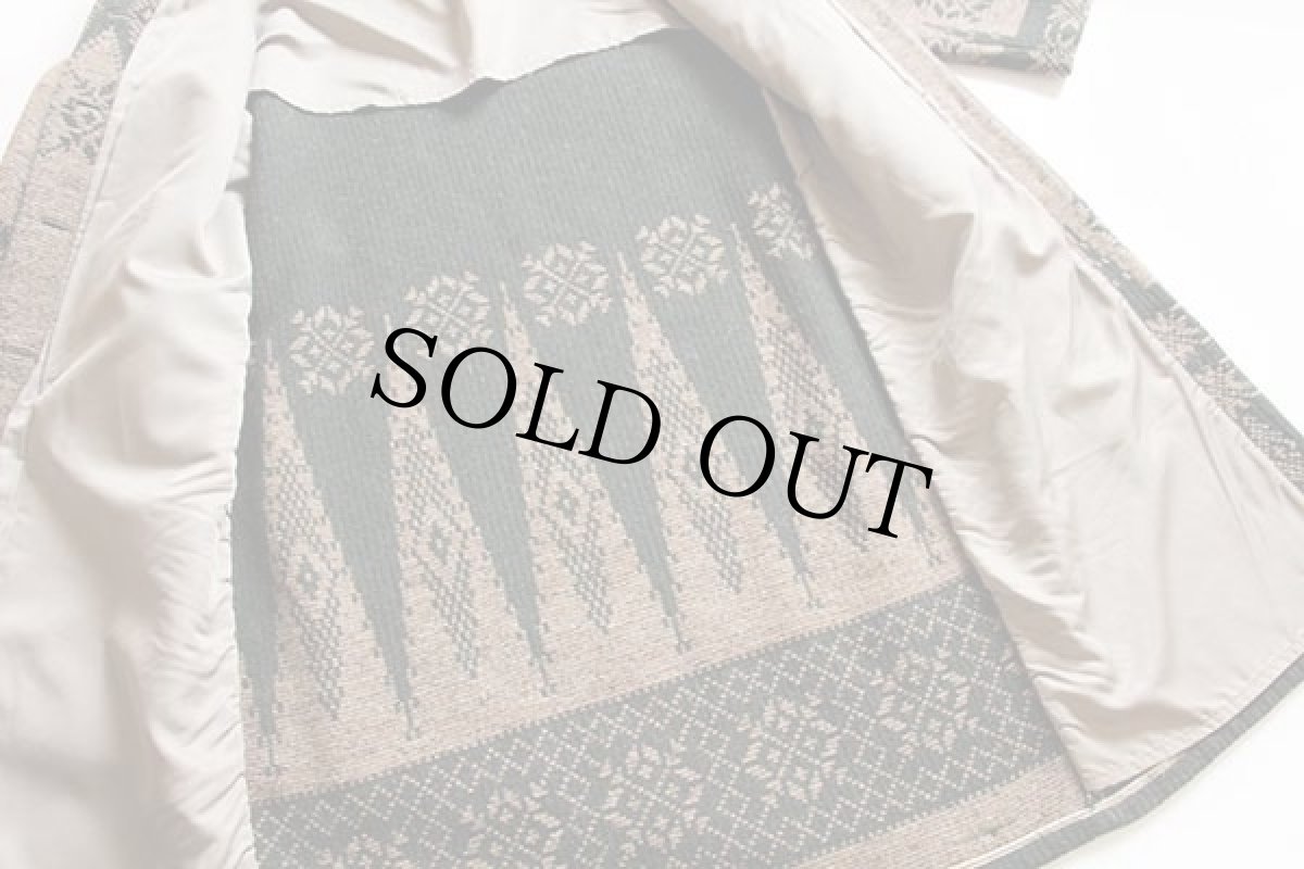 画像6: 90s USA製 Woolrichウールリッチ ノルディック柄 ロング ウール ブランケット コート W-L (6)