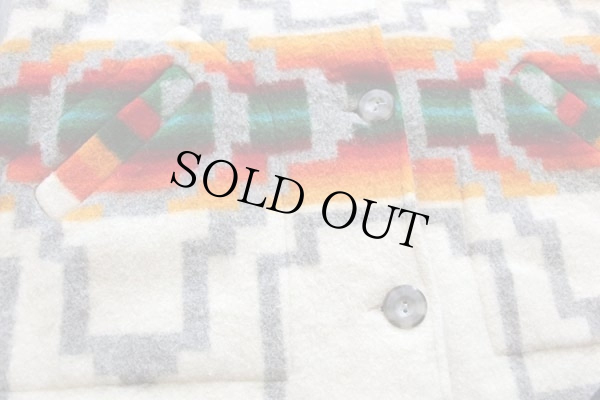 画像5: USA製 UNKNOWN ネイティブ柄 ロング ウール ブランケット コート 36 (5)