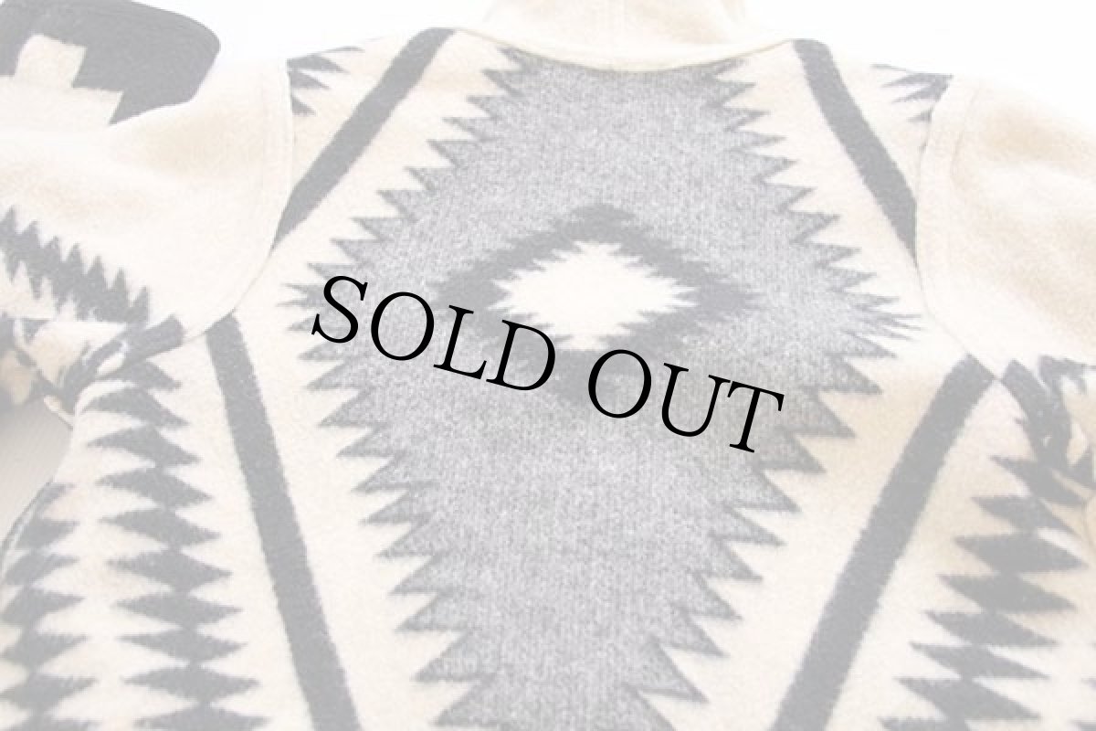 画像4: UNKNOWN ネイティブ柄 ショールカラー コンチョボタン リバーシブル ロング ウール ブランケット コート (4)