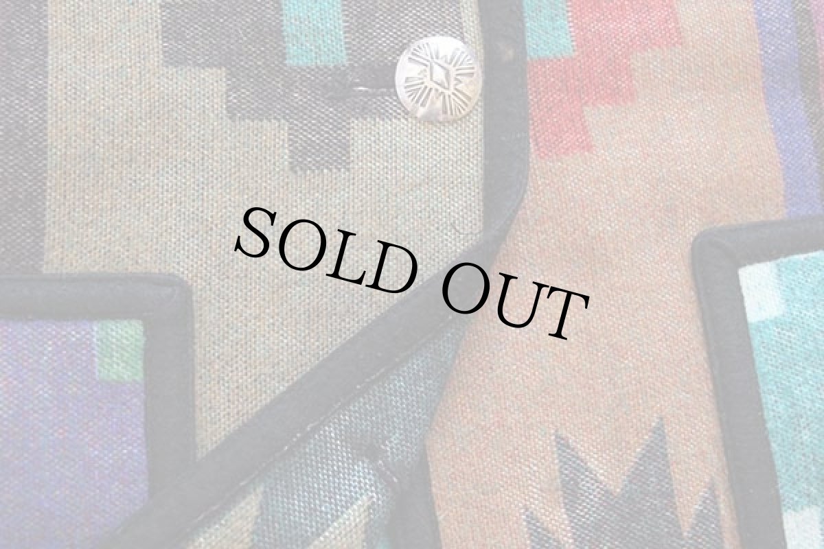 画像8: UNKNOWN ネイティブ柄 ショールカラー コンチョボタン リバーシブル ウール ブランケット コート (8)