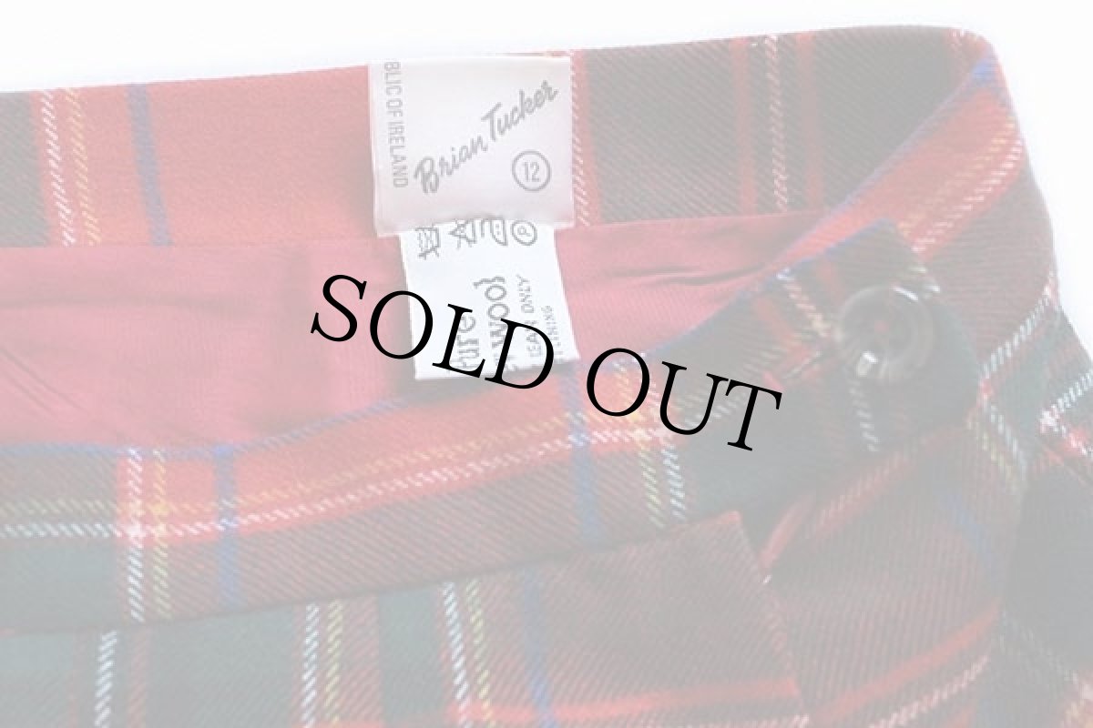 画像3: アイルランド製 Brian Tucker タータンチェック ロング ウール プリーツスカート 12 (3)