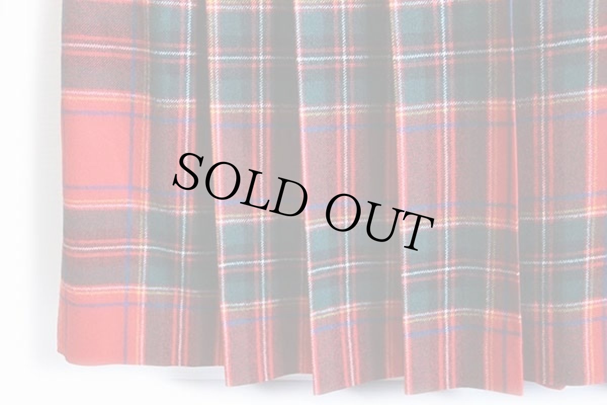 画像4: アイルランド製 Brian Tucker タータンチェック ロング ウール プリーツスカート 12 (4)