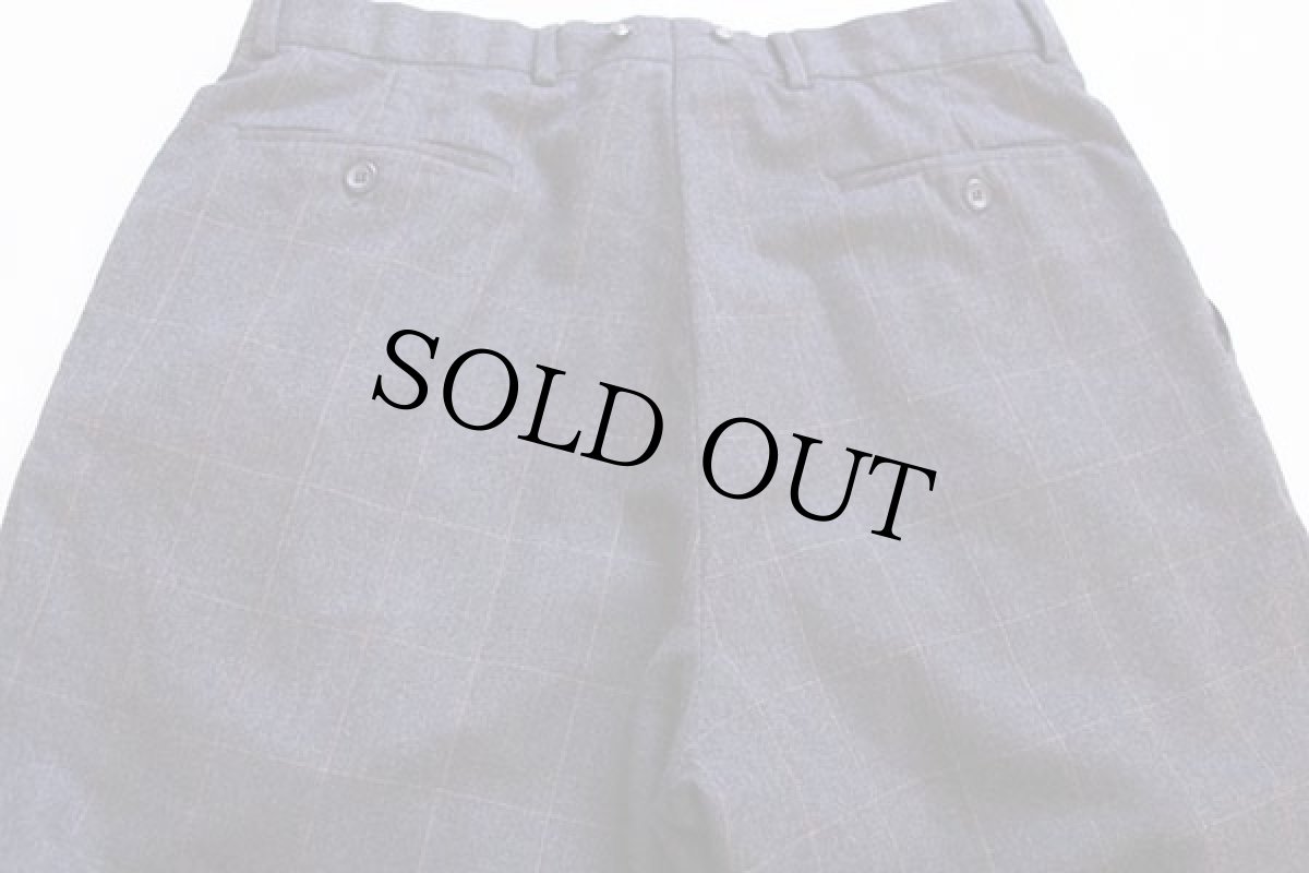 画像3: カナダ製 BALLIN チェック ツータック スラックス ウールパンツ チャコールグレー w36 (3)