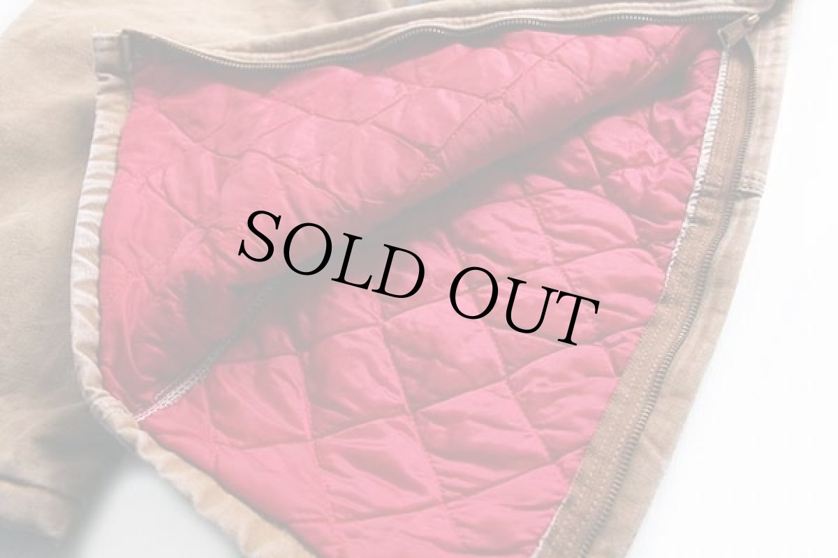 画像7: 00s USA製 carharttカーハート キルティングライナー ダック地 ダブルニー オーバーオール 茶 w32 L32 (7)