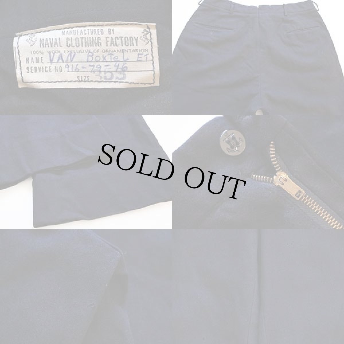 画像3: 50s 米軍 U.S.NAVY NAVAL メルトン ウール セーラーパンツ 濃紺 35S (3)