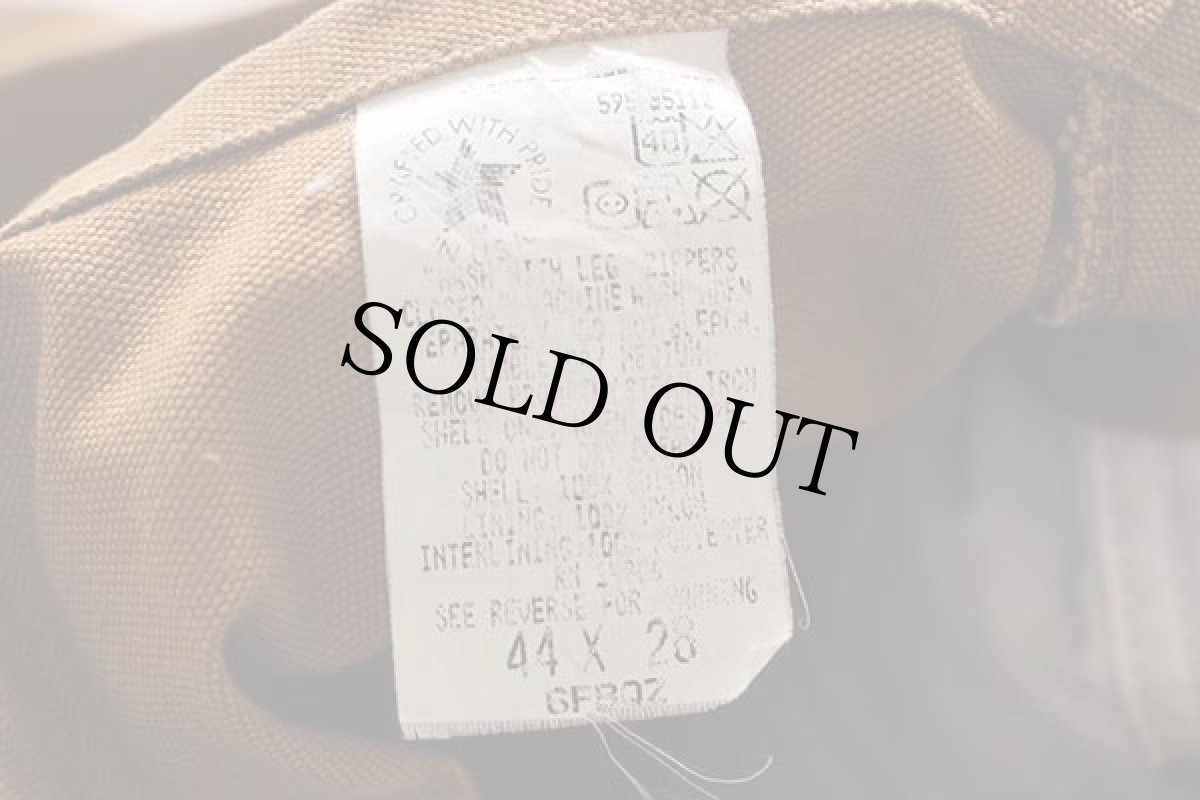 画像4: 90s USA製 carharttカーハート キルティングライナー ダック地 ダブルニー オーバーオール 茶 w44 L28 (4)