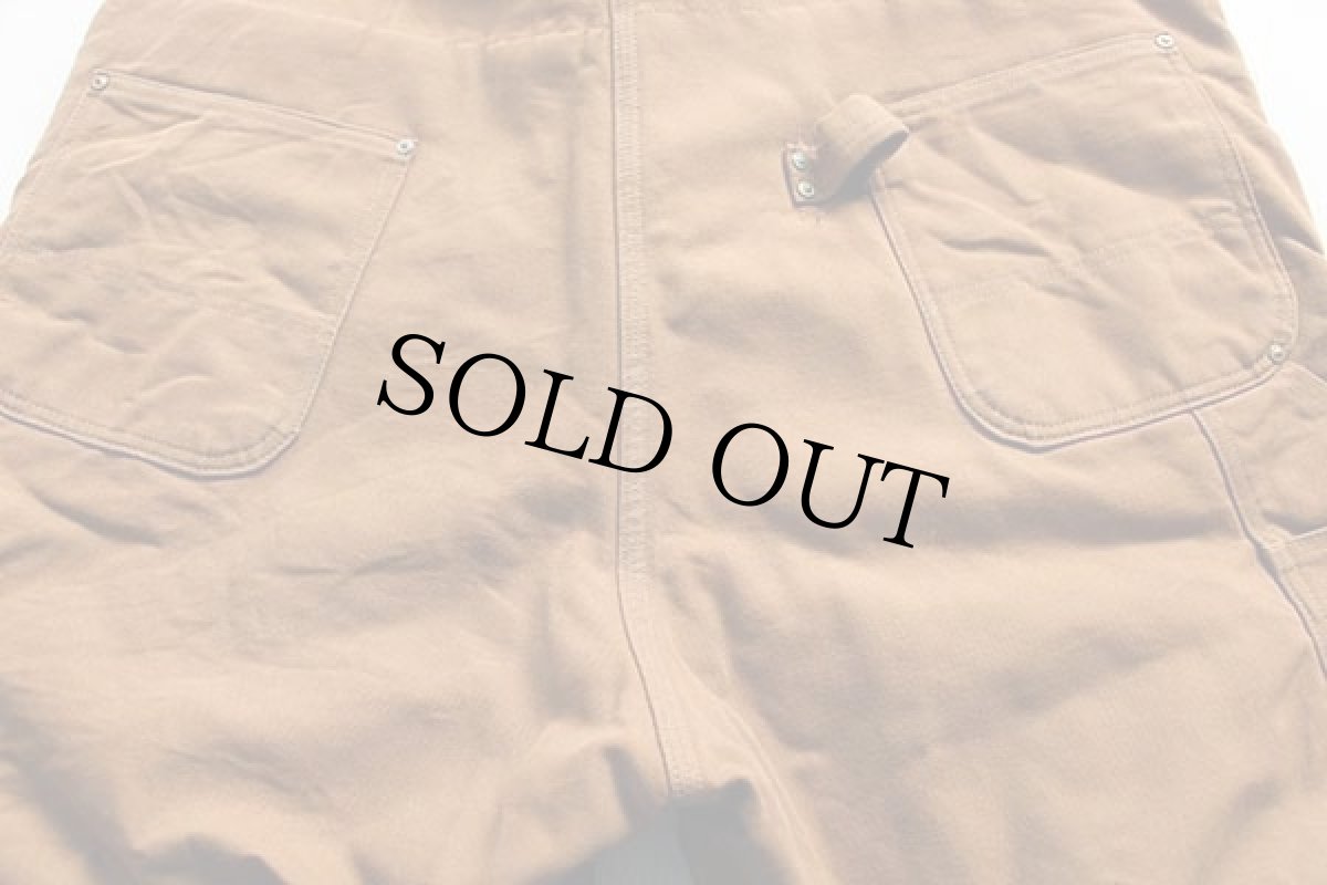 画像5: 90s USA製 carharttカーハート キルティングライナー ダック地 ダブルニー オーバーオール 茶 w44 L28 (5)