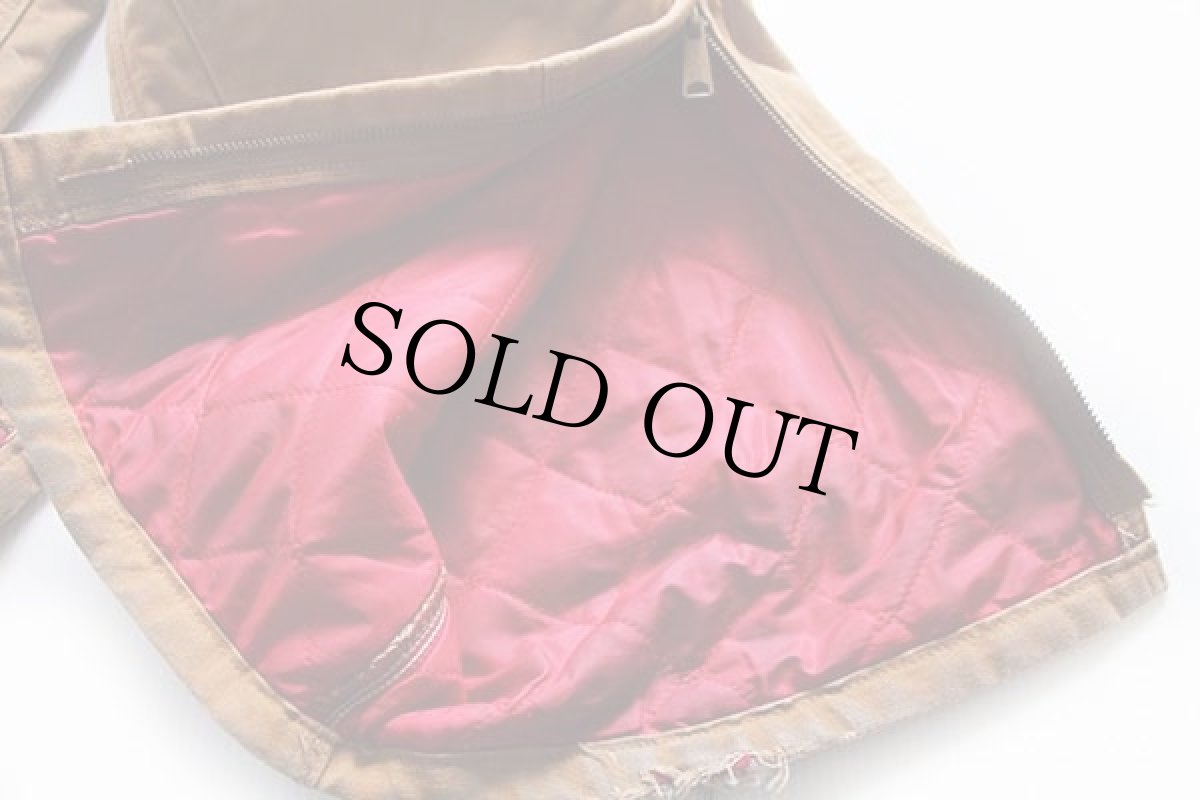 画像7: 90s USA製 carharttカーハート キルティングライナー ダック地 ダブルニー オーバーオール 茶 w44 L28 (7)