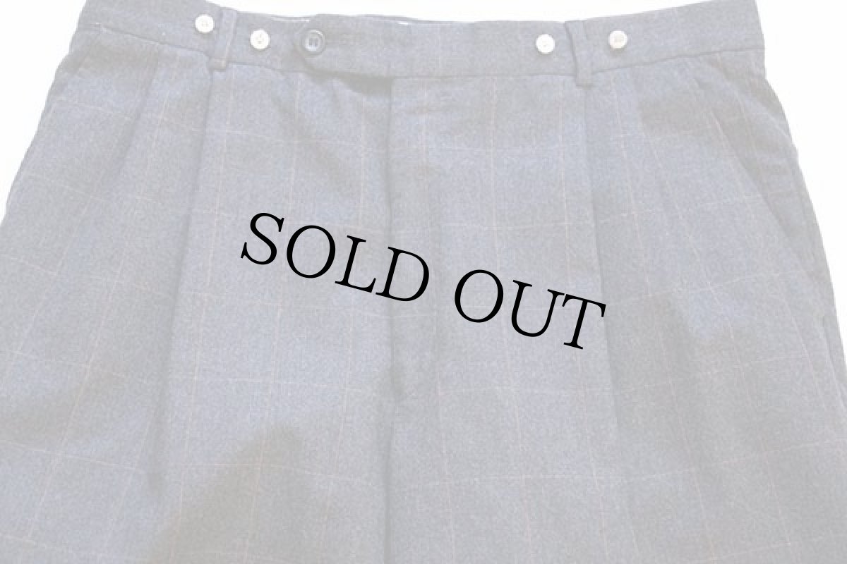 画像2: カナダ製 BALLIN チェック ツータック スラックス ウールパンツ チャコールグレー w36 (2)