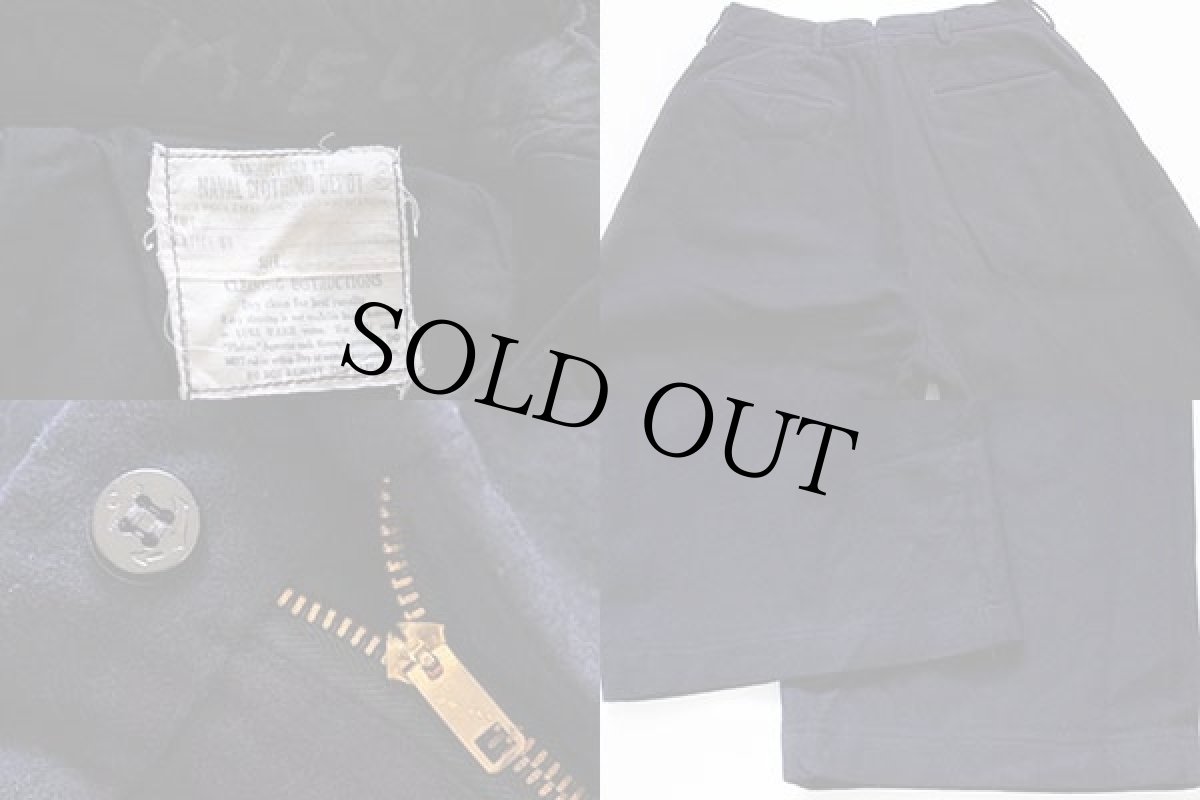 画像3: 50s 米軍 U.S.NAVY NAVAL メルトン ウール セーラーパンツ 濃紺 w31 (3)