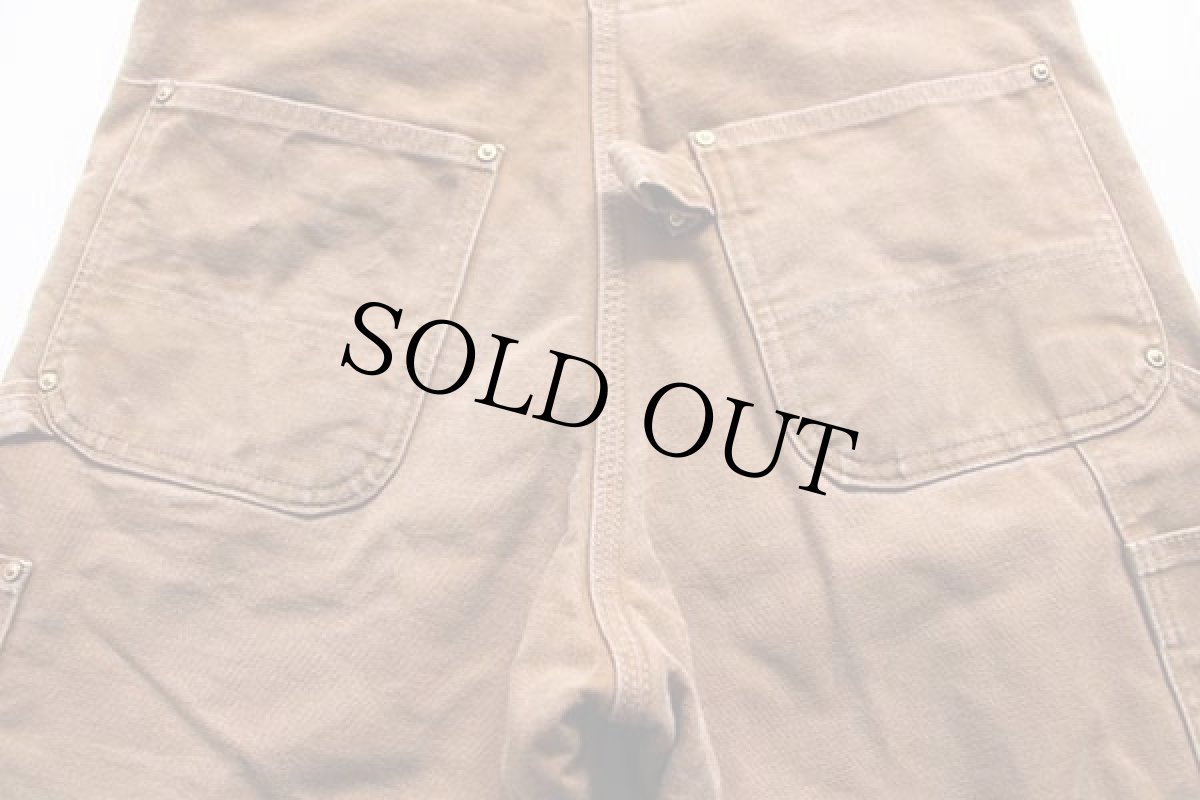 画像5: 00s USA製 carharttカーハート キルティングライナー ダック地 ダブルニー オーバーオール 茶 w32 L32 (5)