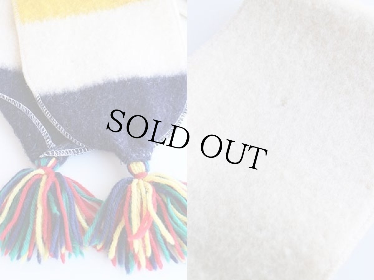 画像4: ビンテージ HUDSON'S BAYハドソンズベイ リメイク マルチボーダー ウール ブランケット マフラー (4)