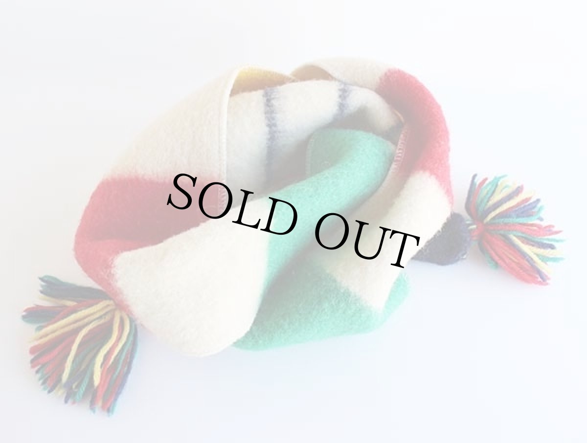 画像2: ビンテージ HUDSON'S BAYハドソンズベイ リメイク マルチボーダー ウール ブランケット マフラー (2)