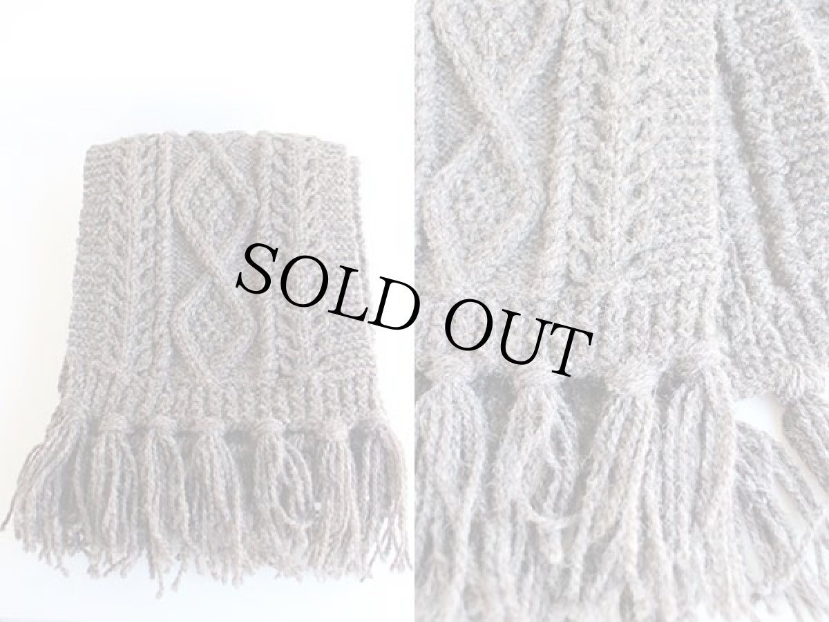 画像3: デッドストック★90s UNKNOWN ケーブル編み ウール ハンドニット マフラー ブラウン★フィッシャーマン (3)