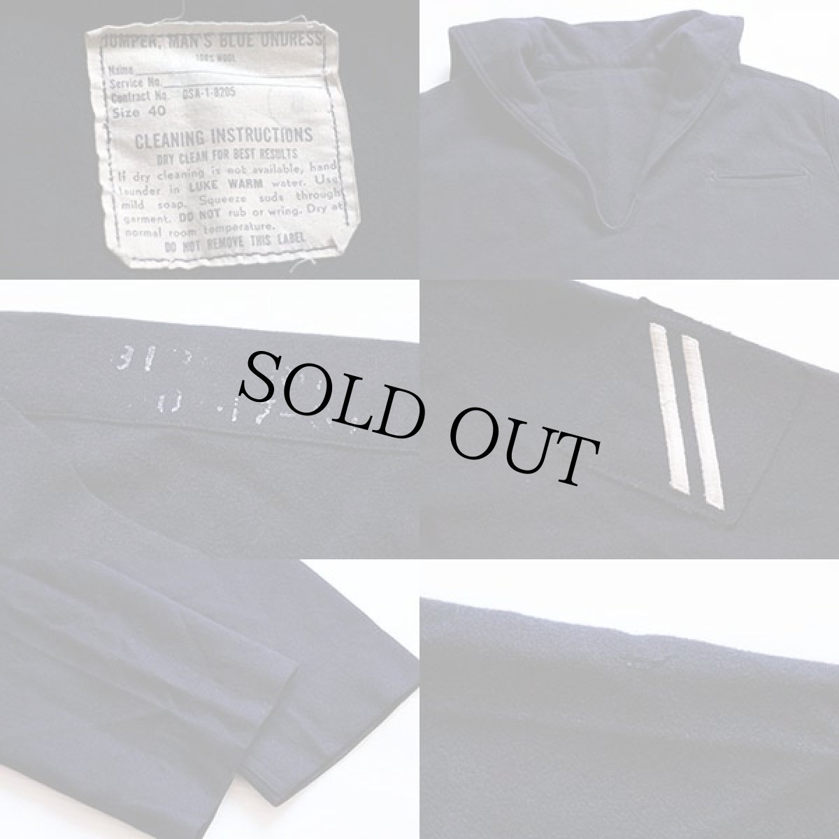 画像3: 50s 米軍 U.S.NAVY フェルトパッチ付き ウール セーラーシャツ 濃紺 40 (3)