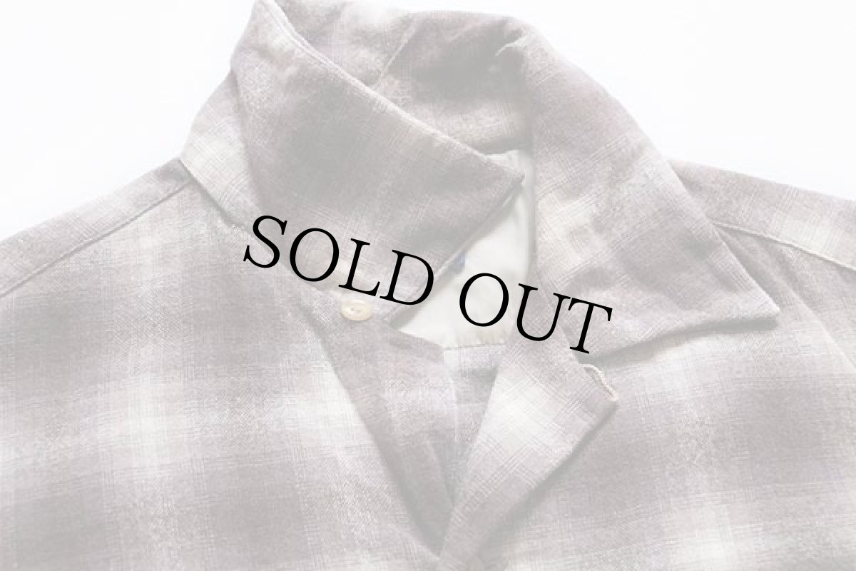 画像3: 50s PENDLETONペンドルトン オンブレチェック ウール オープンカラーシャツ M (3)