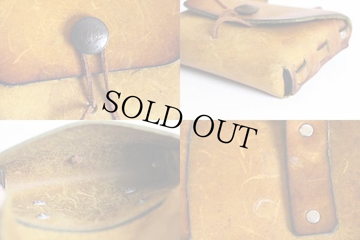 画像3: 70s ハンドクラフト コンチョボタン レザー ベルトポーチ 薄茶 (3)