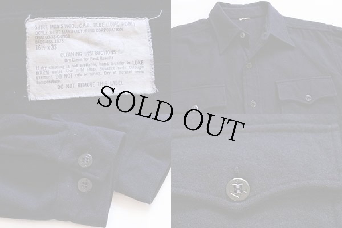 画像3: 70s 米軍 U.S.NAVY CPO ウールシャツ 紺 16.5 (3)