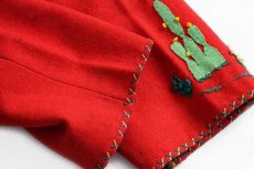 画像7: 50s メキシコ製 Garcia Leal ハンドメイド 刺繍入り メキシカン ウールジャケット 赤 (7)