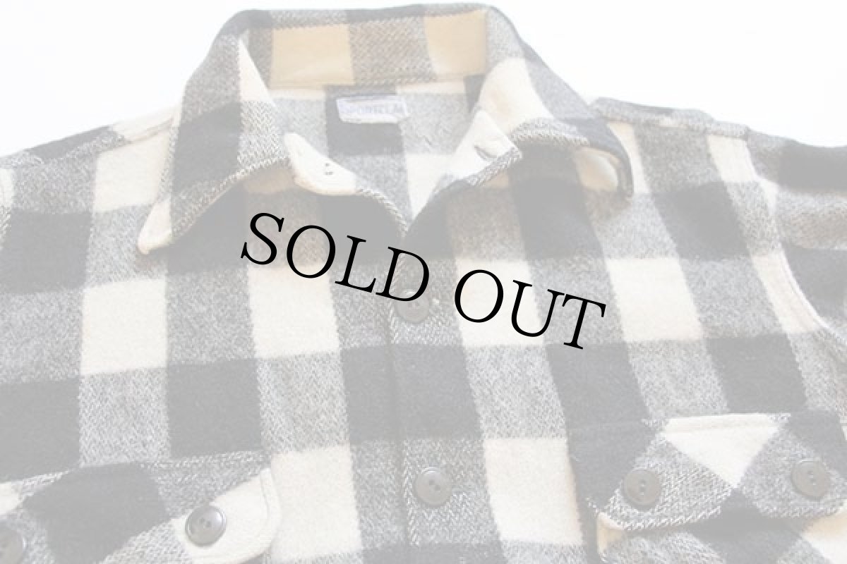 画像3: 40s SPORTCLAD バッファローチェック ウール シャツジャケット 黒×白 (3)