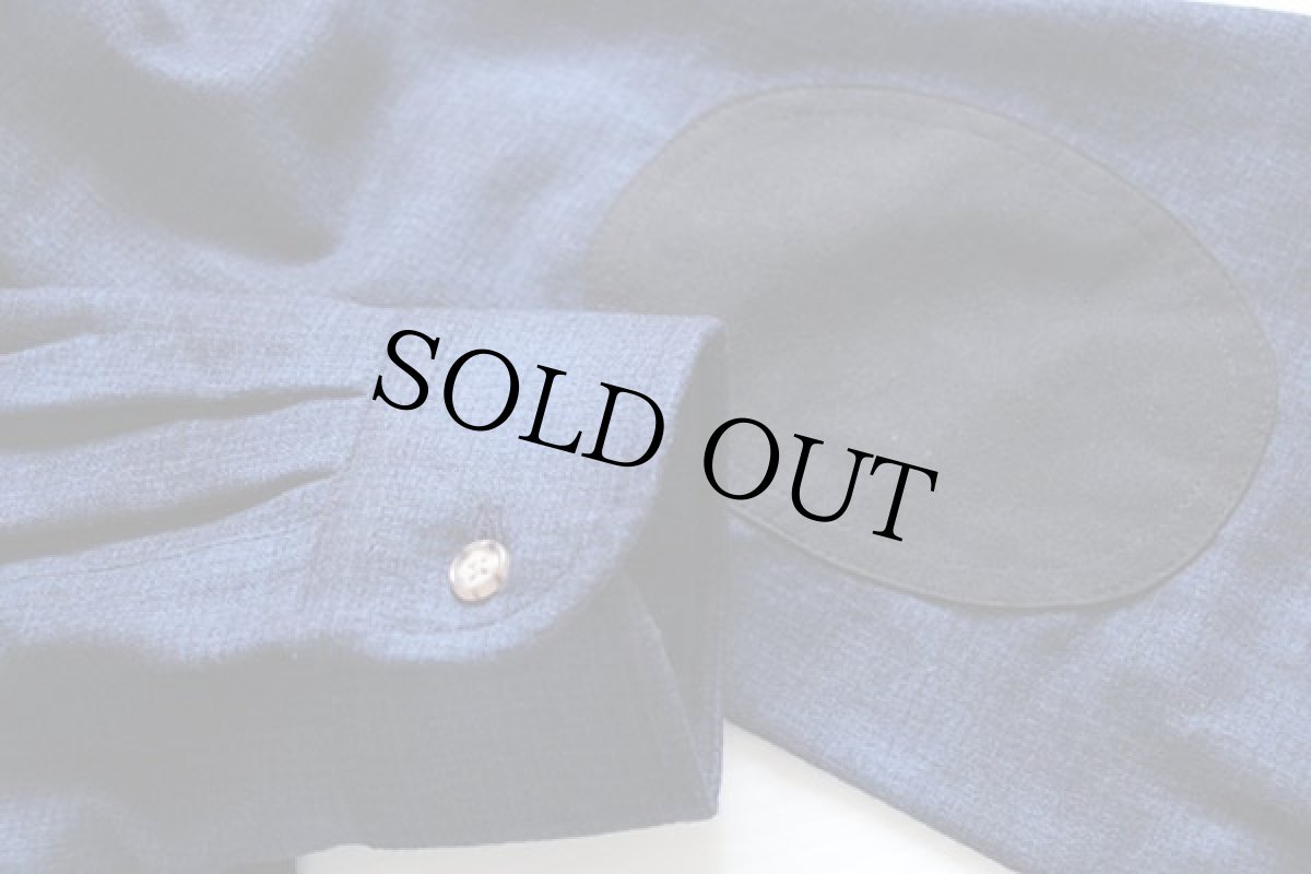 画像6: デッドストック★PENDLETONペンドルトン オンブレチェック エルボーパッチ付き ウールシャツ 紺×黒 XL (6)