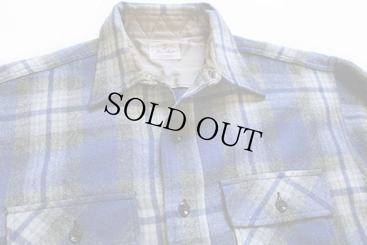 画像3: 50s 5 Brotherファイブブラザー チェック マチ付き ウールシャツ (3)