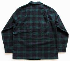 画像2: 70s USA製 PENDLETONペンドルトン ブラックウォッチ タータンチェック ウール オープンカラーシャツ L (2)